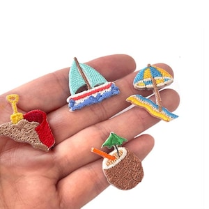 Tiny Sand Toy Patch, Tiny Yacht Patch, Tiny Parasol Patch, Tiny Coconut Cocktail Patch