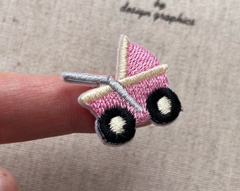 Liten barnvagnslapp, stryklapp för barnvagn, broderlapp för barnvagn