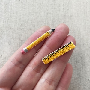 Tiny Pencil / Tiny Ruler  Patch Iron on