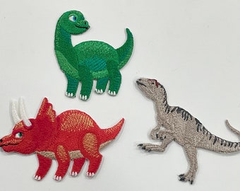 Triceratops Patch, Dinosaur Iron-On Patch, Allosaurs Patch, Red Dinosaur Embroidery Patch, T Rex Iron-On Patch,