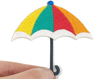 Parche de paraguas arcoíris, parche termoadhesivo de paraguas, paraguas bordado