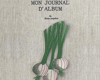 Knoflookpatch, moestuin, opstrijkpatch tuin, opstrijkbadge eten, geborduurde knoflook
