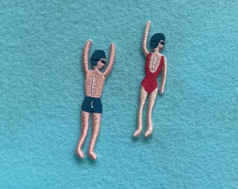 Swimmer Patch, Swimming Iron-On Patch, Swimmer Embroidery, 58mm (2.28”) Tall