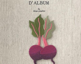 Parche de remolacha, parche de verduras, parche termoadhesivo para jardín, insignia termoadhesiva de comida, remolacha bordada