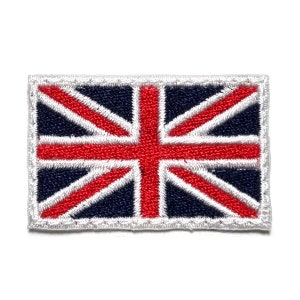National Flag United Kingdom UK GB Great Britain Embroidered Patch Iron on White Edge wide 42mm