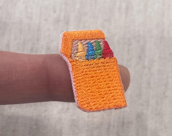 Kleine krijtpatch, waskrijt opstrijkpatch, krijt geborduurd, liefhebber van briefpapier