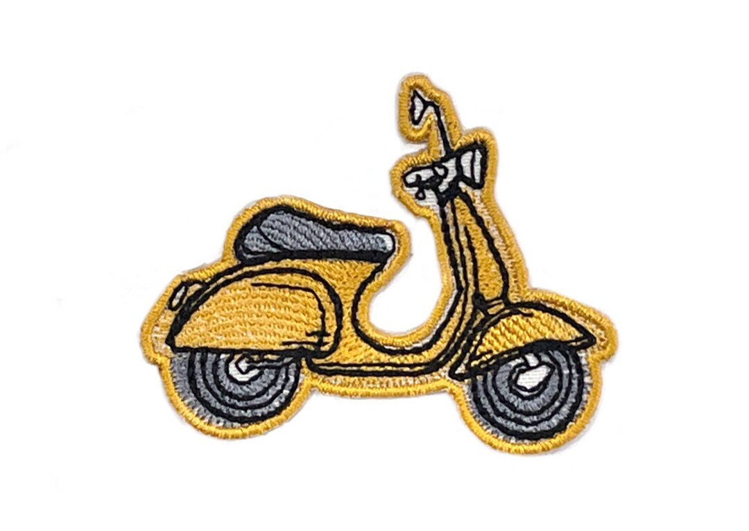 Yellow Scooter Patch, Scooter Ironon Patch, Scooter Embroidered Etsy