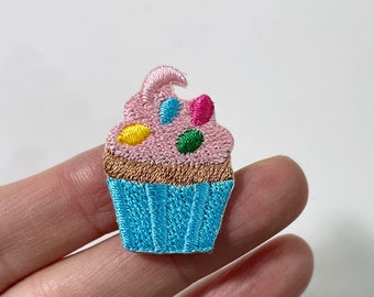 Aplique termocolante de muffin pequeno e doce, aplique termocolante colorido de muffin, emblema termocolante de muffin