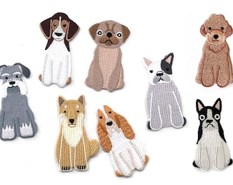 Patch chien, écusson thermocollant chien, appliqué brodé chien