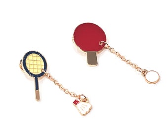 Ping-Pong Table Tennis Badge, Badminton pin, Chain Badge, Enamel Pin, Metal Pin