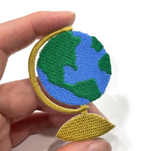 Globe Patch, Globe Iron-On Patch, Globe Embroidery Patch