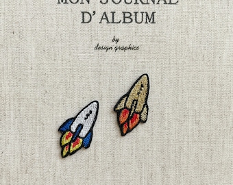 Pequeno patch de foguete, patch termocolante espacial de foguete, emblema de foguete