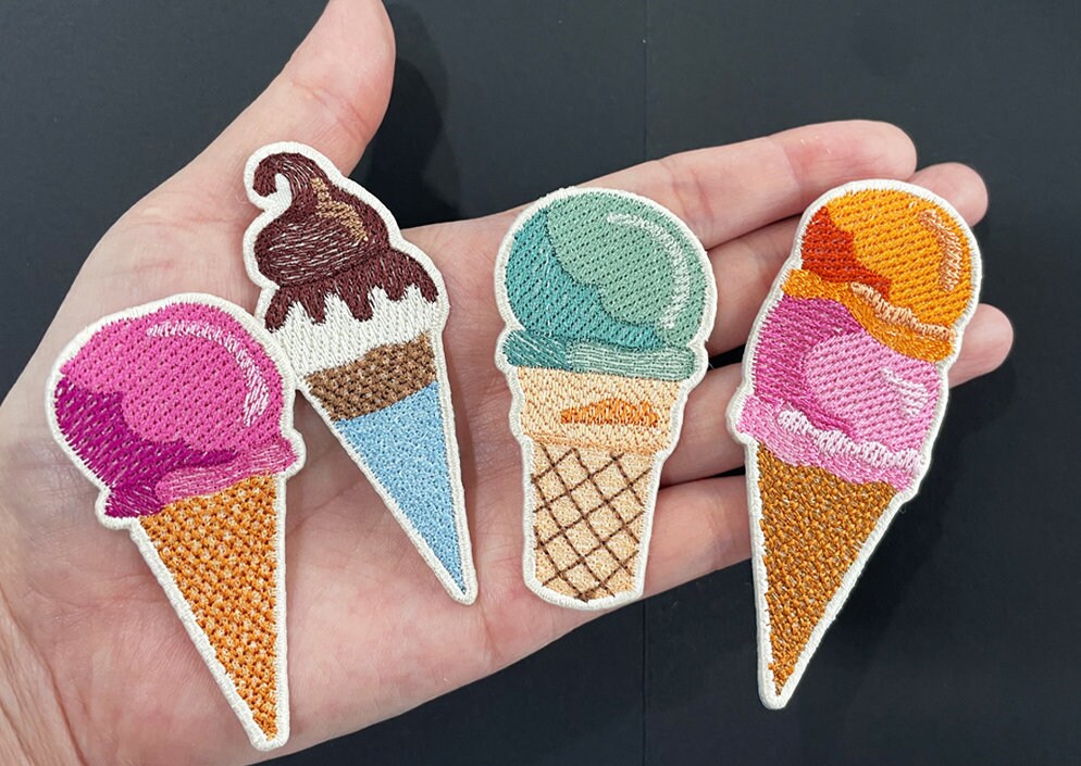 Ice Cream on Sugar Cone- Scoop Patch, Ice cream Iron-On Patch