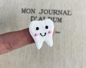 NEW! Happy Tooth Embroidered Patch Iron On, Dentist Gift, Dental Hygienist Jacket Patch, Tooth Fairy Patch