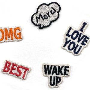 Parche OMG, Parche Te Amo, Parche Despierta, Parche Merci, Parche Mejor