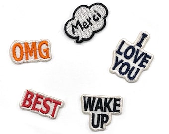 OMG Patch, I Love You Patch, Wake up Patch, Merci Patch, Best Patch