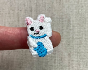 Kleine Lucky Cat-patch, witte schattige kat geborduurde patch