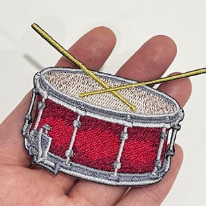 Drum Patch, Drum Iron-On Patch, Musical Instrument Embroidered Applique,  Band Music Patch