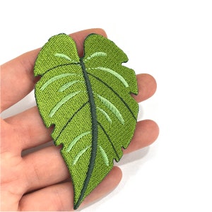 Green Leaf Patch, Big Leaf   Iron-on Patch, Green Leaf Embroidered