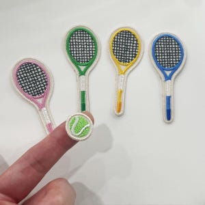 Super kleiner Tennisball Aufnäher, Tennisschläger Aufnäher, Tennis gestickt