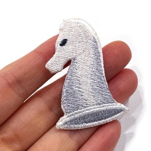White Knight Piece Patch, Chess  Embroidered Patch Iron-On