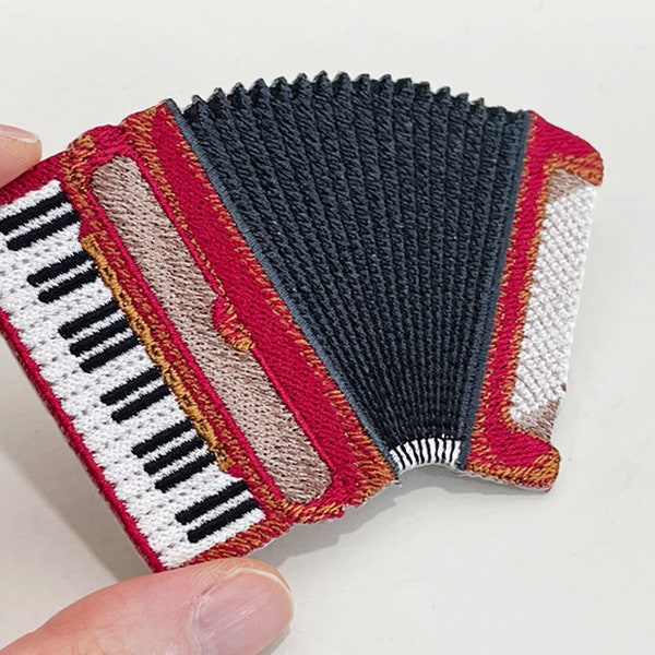 Accordion Patch, Accordion  Iron-On Patch, Musical Instrument Embroidered Applique,  Keyboard Music Patch