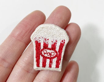 Parche de palomitas de maíz pequeño, parche termoadhesivo de palomitas de maíz divertido, insignia termoadhesiva de palomitas de maíz