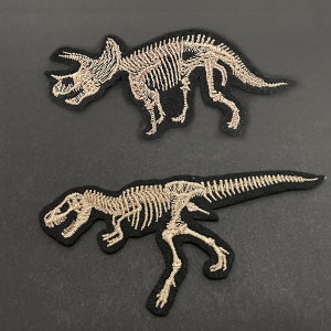Triceratops Skeleton iron on Patch / T Rex Skeleton  iron on patch