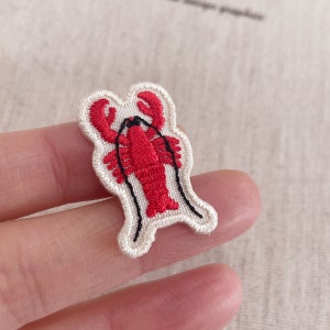Tiny Lobster Patch, Lobster Iron-On Patch, Lobster Embroidery Patch