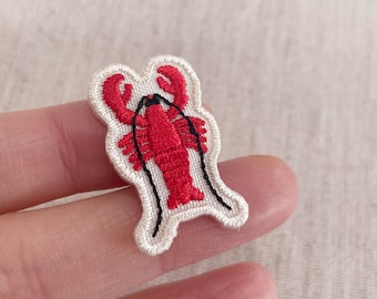 Tiny Lobster Patch, Lobster Iron-On Patch, Lobster Embroidery Patch