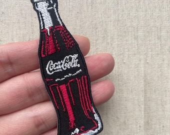 Parche de Coca-Cola en botella de vidrio, parche termoadhesivo de Coca-Cola, Coca-Cola bordada, 76 mm (2,99") de alto