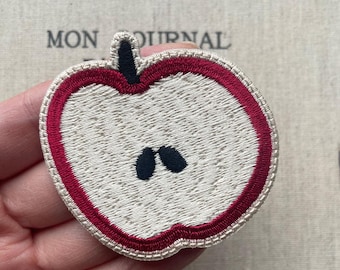 Patch gesneden appel, fruitpatch, opstrijkpatch tuin, opstrijkbadge eten, geborduurde appel