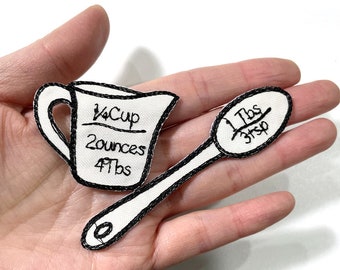 Measuring Cup Patch, Spoon  Patch For Cooking Baking, Measuring Cup  Iron-On Patch, Food Baking Badge, Cooking Patch