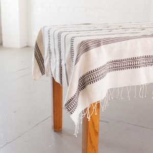 Traditional Ethiopian Cotton Tablecloth – Handwoven Habesha Home Decor – Authentic Hand Loomed Table Cloth – Natural Cotton Textile