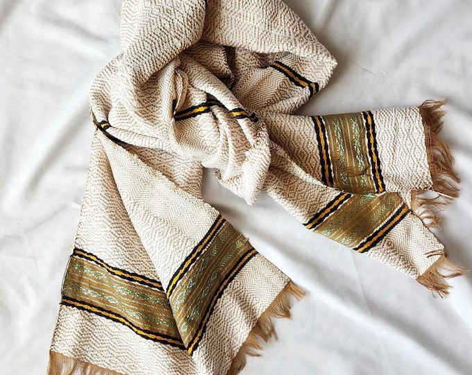 Beza Threads Handwoven Ethiopian Habesha Scarf | 100% Cotton Shawl With Turquoise ...