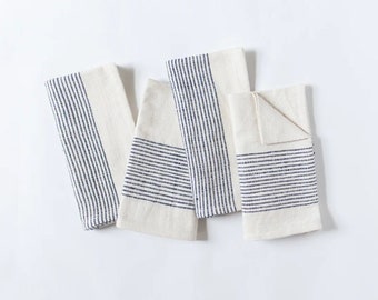 Authentic Ethiopian Napkins | Handwoven Habesha Table Linens | Artisan Made Dining Decor |Organic Cotton Napkin Set of 4 | Eco Friendly Gift