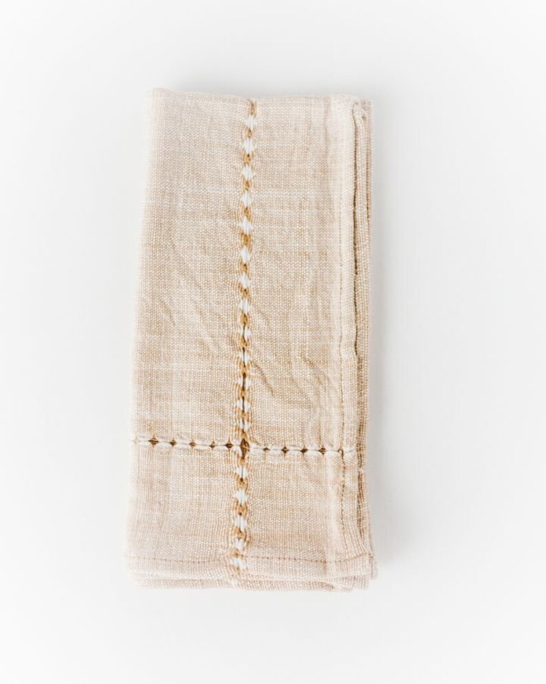 Authentic Ethiopian pulled cotton dinner napkin, hand woven artisan made napkins, decorative table napkins Beige