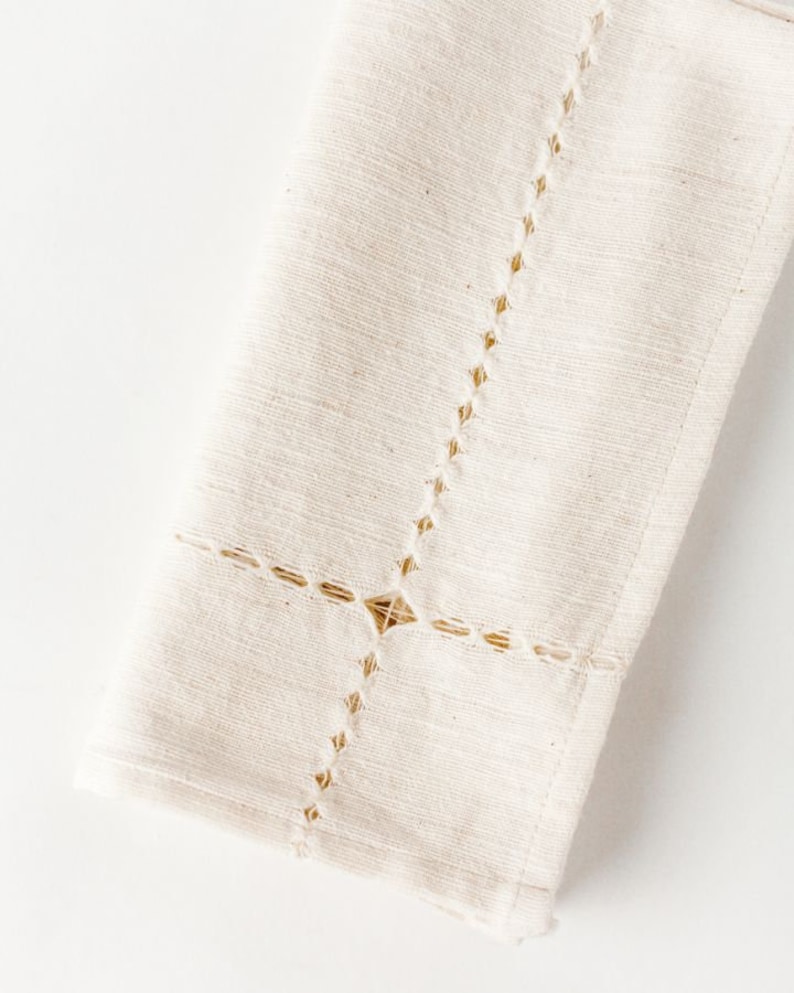 Authentic Ethiopian pulled cotton dinner napkin, hand woven artisan made napkins, decorative table napkins Cream