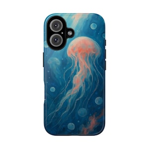 Artistic Jellyfish Phone Case, Tough Case, Ocean Vibes, Unique Gift for Marine Life Lovers, Eco-friendly Mobile Cover, Underwater Style