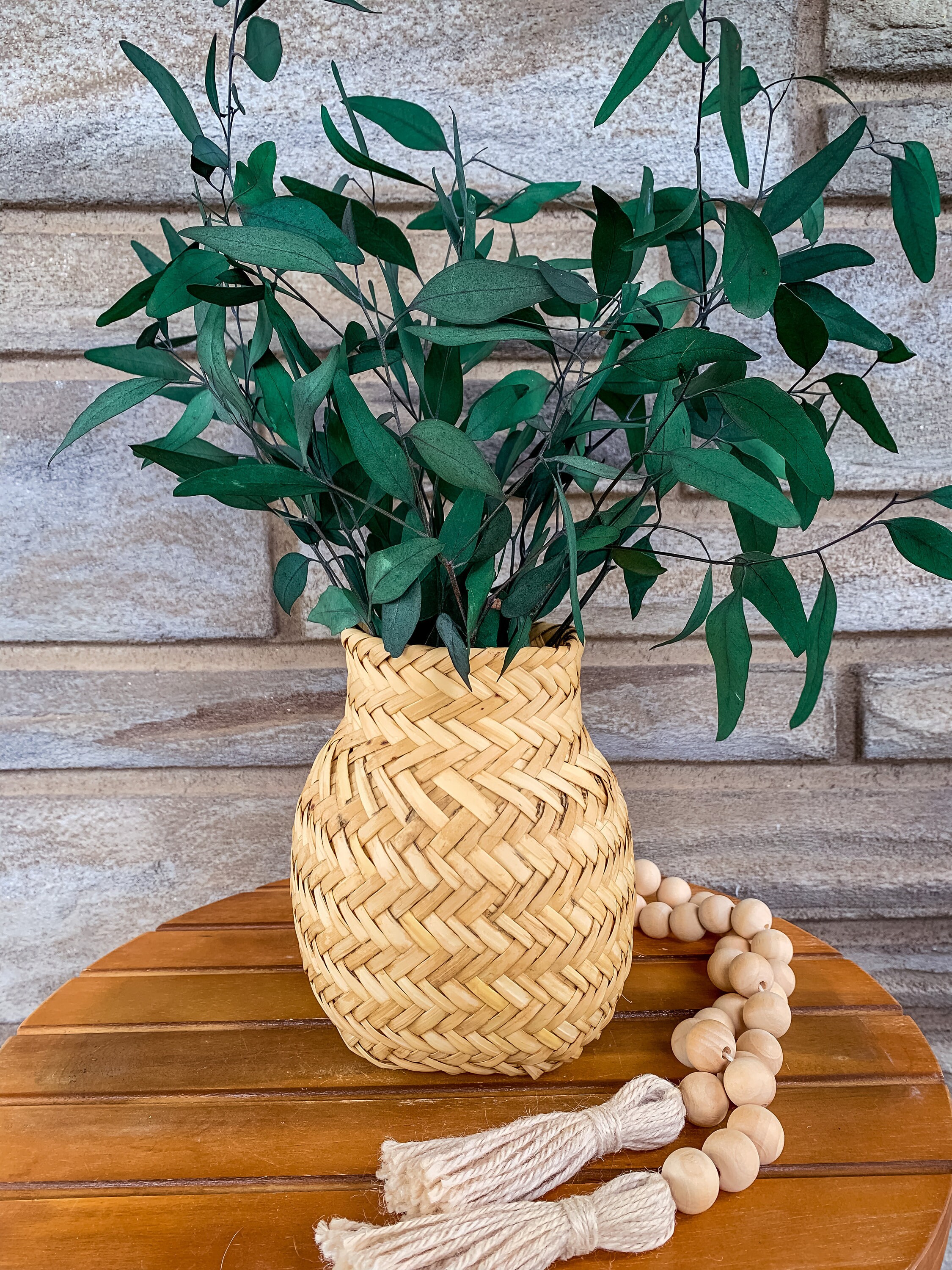 Vintage Tan Woven Wicker Vase / Retro Rattan Home Decor / Etsy