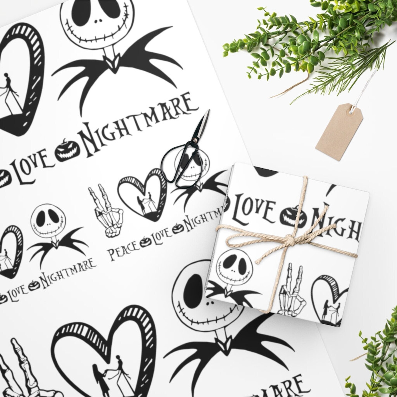 Wrapping Paper Nightmare Before Christmas Jack Skellington Etsy