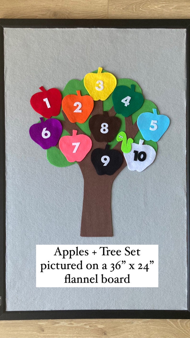 10 Colorful Apples/Little Worm/Felt Set/Flannel Board Teaching/Preschool Circle Time/Storytime/Numbers/Colors 2 Songs/1 Activity image 7