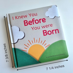 Book cover dimensions of Personalized board book  I Knew You Before You Were Born book on Etsy