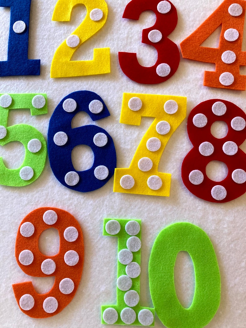 Dotted Numbers 110 Felt Set/Flannel Board Teaching Etsy