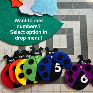 6 Little Ladybugs Rainbow Felt Board Set w/moveable wing Spring Flannel Board Teaching/Preschool Circle Time/Storytime 3 Songs Add Numbers 1-6