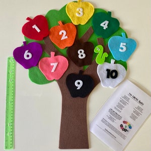 10 Colorful Apples/Little Worm/Felt Set/Flannel Board Teaching/Preschool Circle Time/Storytime/Numbers/Colors 2 Songs/1 Activity image 6