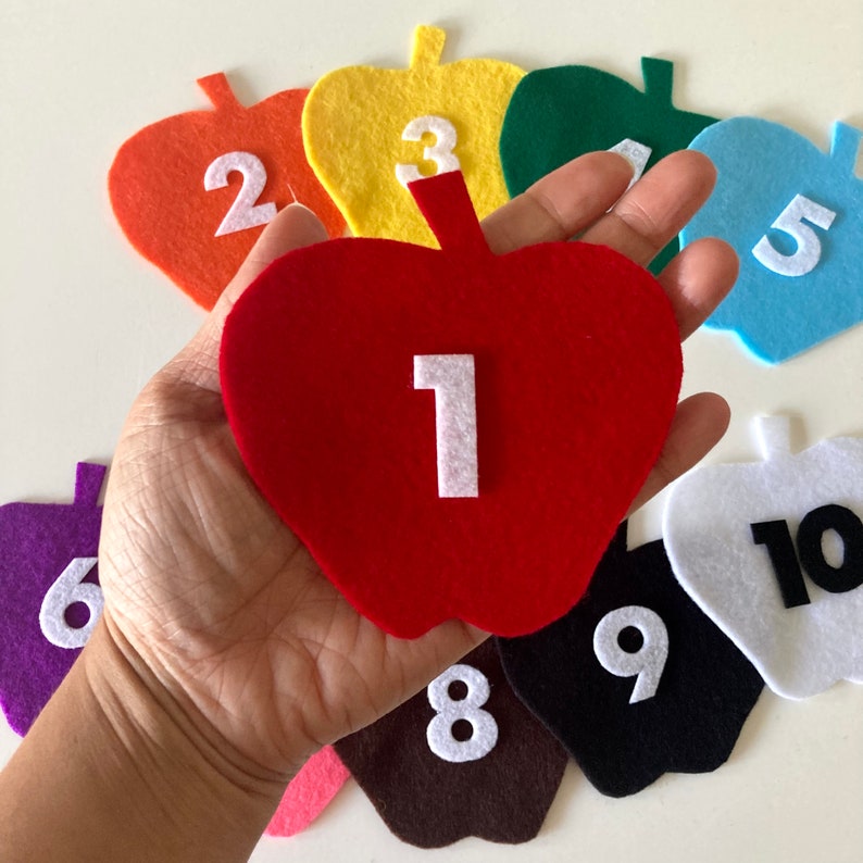 10 Colorful Apples/Little Worm/Felt Set/Flannel Board Teaching/Preschool Circle Time/Storytime/Numbers/Colors 2 Songs/1 Activity image 2