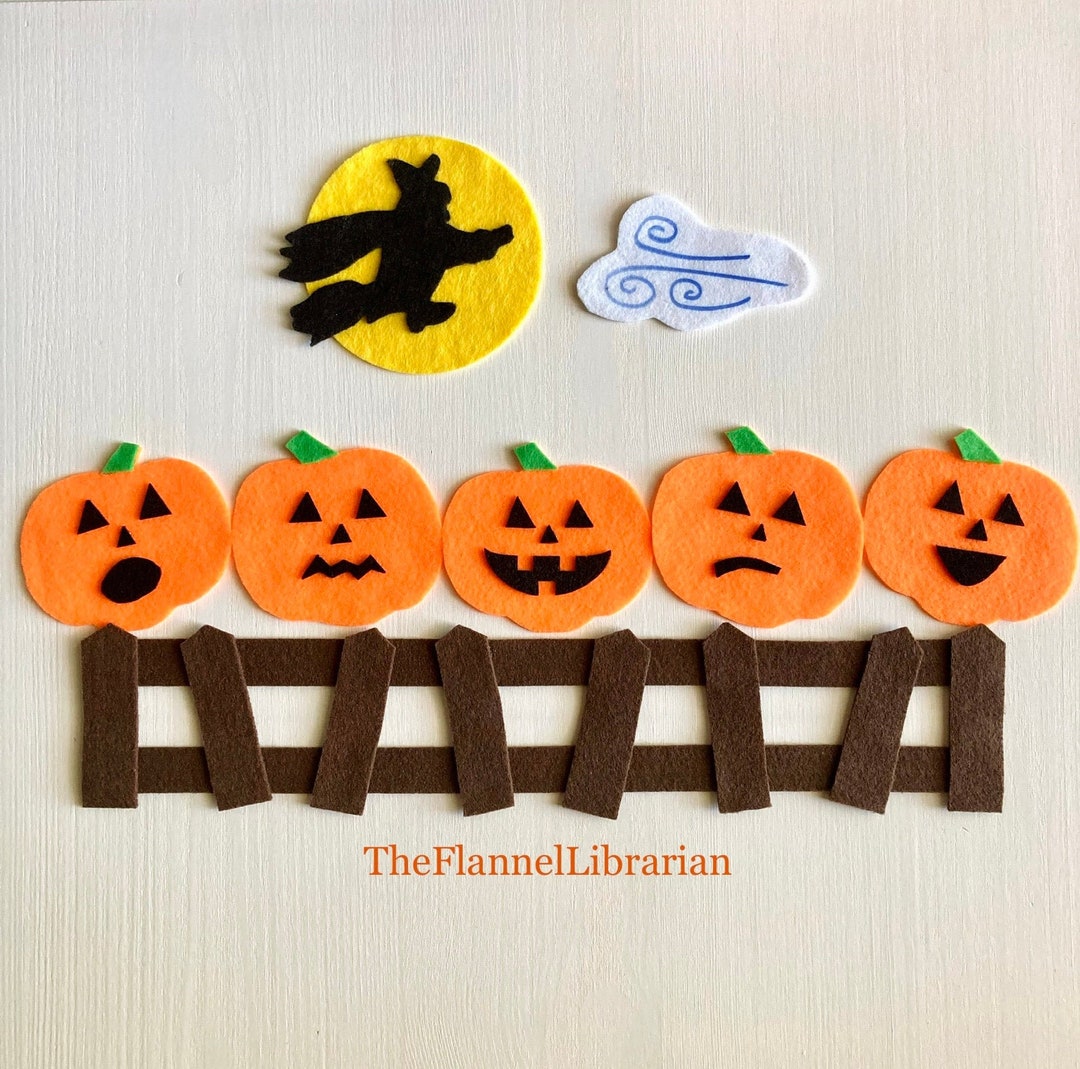 5 Little Pumpkins Halloween Felt Board Set for Flannel Board - Etsy
