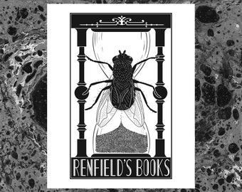 Renfields Books Fly & Hourglass Poster 8” x 10”