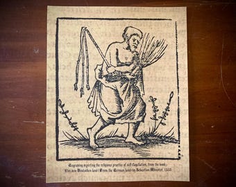 Sebastian Munster Self-Flagellation Poster 1550 Facsimile